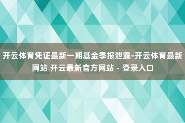 开云体育凭证最新一期基金季报泄露-开云体育最新网站 开云最新官方网站 - 登录入口