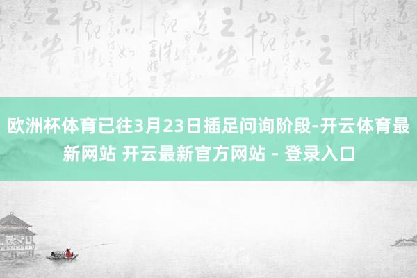欧洲杯体育已往3月23日插足问询阶段-开云体育最新网站 开云最新官方网站 - 登录入口