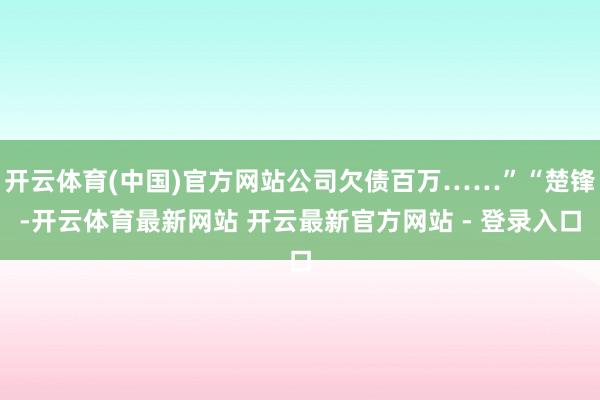 开云体育(中国)官方网站公司欠债百万……”“楚锋-开云体育最新网站 开云最新官方网站 - 登录入口