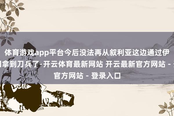 体育游戏app平台今后没法再从叙利亚这边通过伊朗的挽回拿到刀兵了-开云体育最新网站 开云最新官方网站 - 登录入口