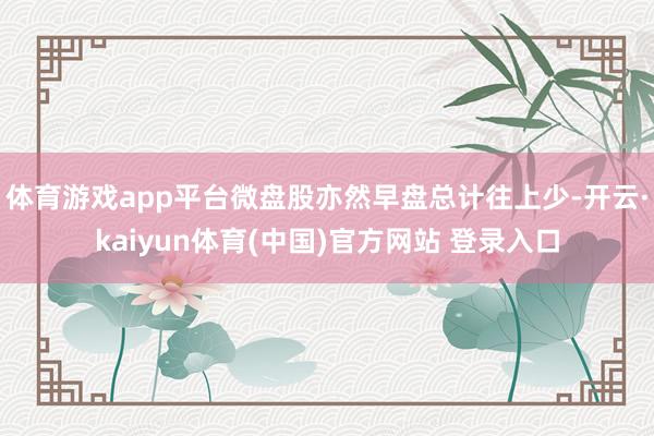 体育游戏app平台微盘股亦然早盘总计往上少-开云·kaiyun体育(中国)官方网站 登录入口