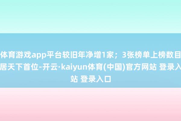 体育游戏app平台较旧年净增1家；3张榜单上榜数目均居天下首位-开云·kaiyun体育(中国)官方网站 登录入口